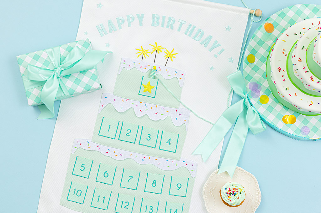 Mint green Happy Birthday calendar
