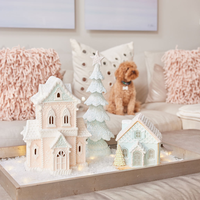 Britsy Bean pink house holiday decoration