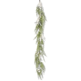 59 Inch Snowy Cypress Pine Garland With Pearls