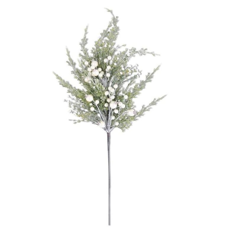 A cypress pine spray with pearl details.