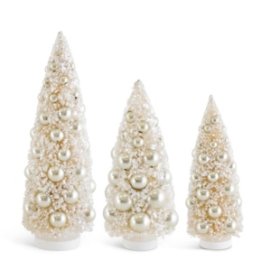 Set of 3 Pearl Bottle Brush Trees